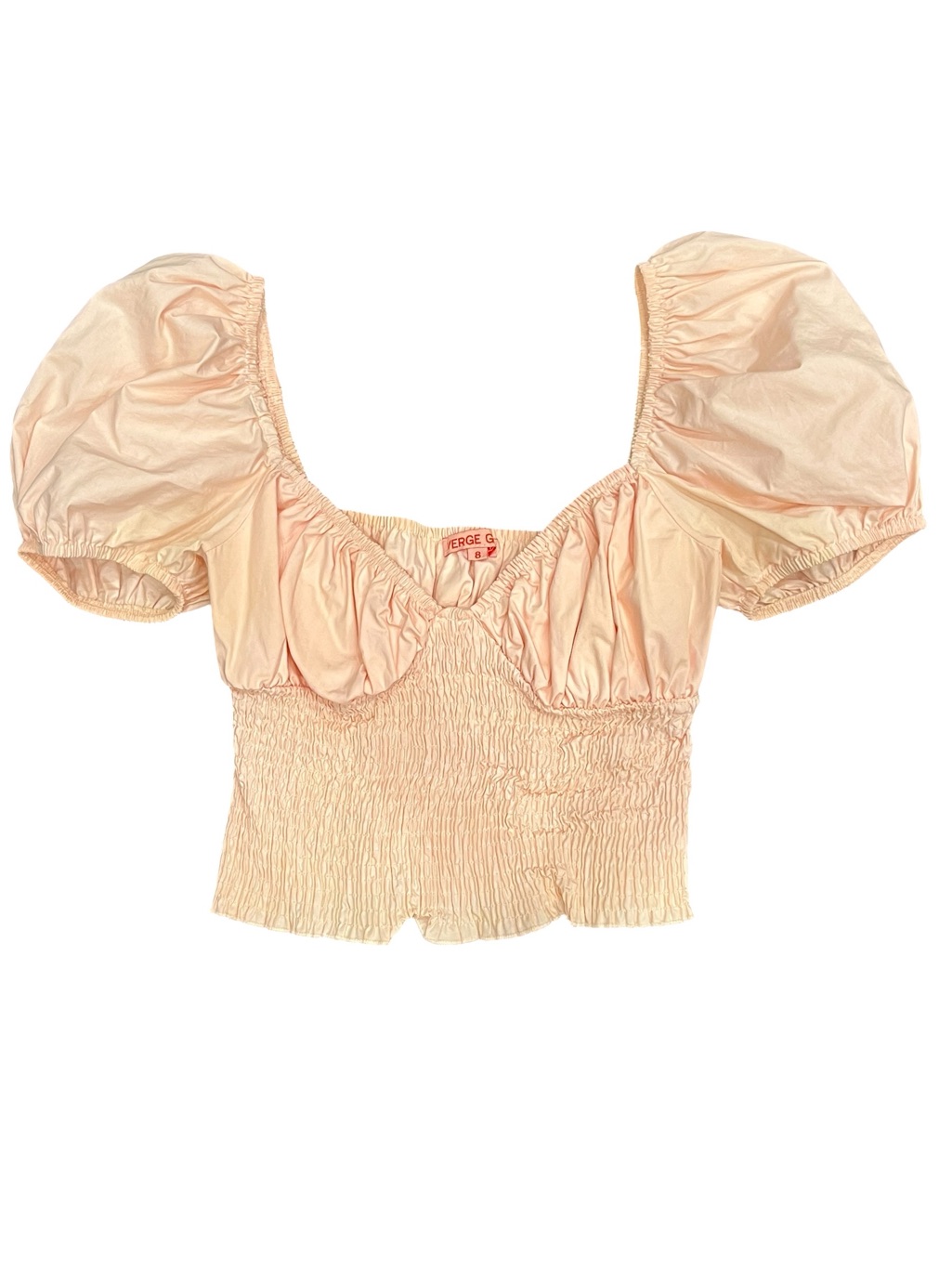 Verge Girl | Blush Pink Puff Sleeve Smocked Ruched Top 8